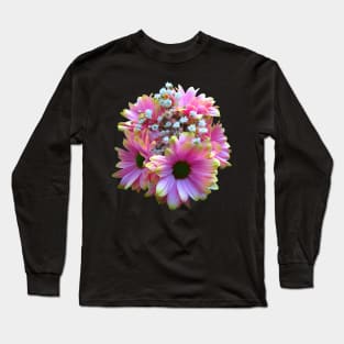 bunch of flowers pink yellow daisy daisies bloom Long Sleeve T-Shirt